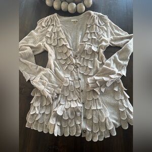 Leifsdottir Beige Layered Women's Cardigan~Size Large-~fitted~gorgeous! 🖤